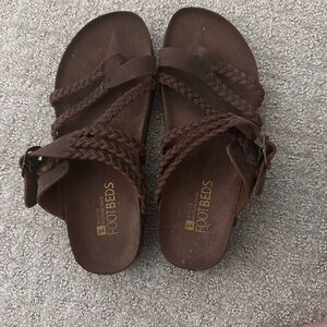 White Mountain Brown Braided Footbed Sandals